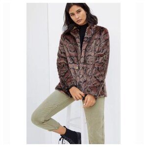 UNREAL FUR Anthropologie Leopard Faux Fur Vegan Blazer